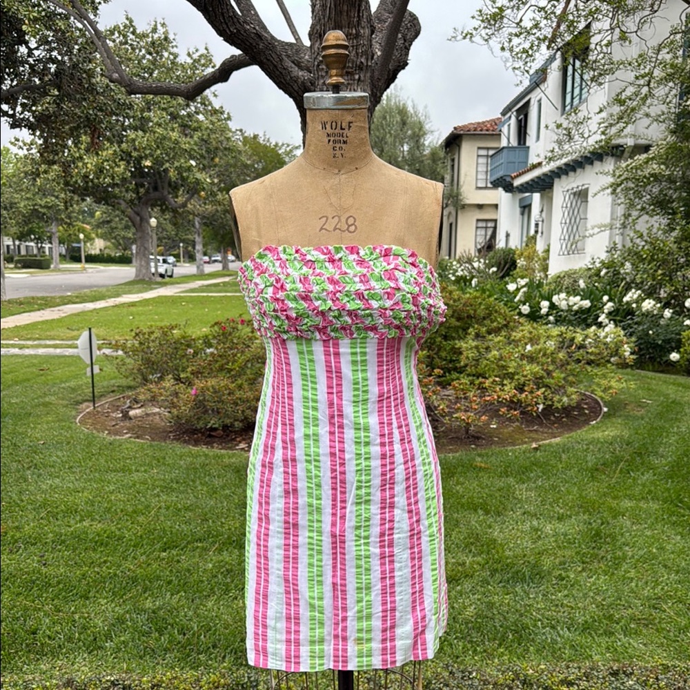Lilly Pulitzer Strapless Pink and Green Sundress